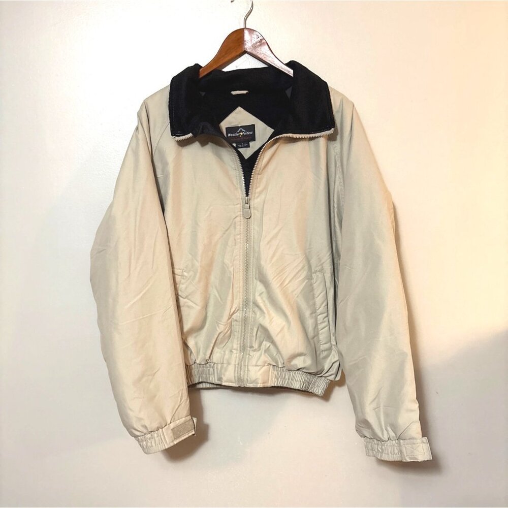 Weather Perfect Beige & Black All-Weather Jacket With Zipper Closure L